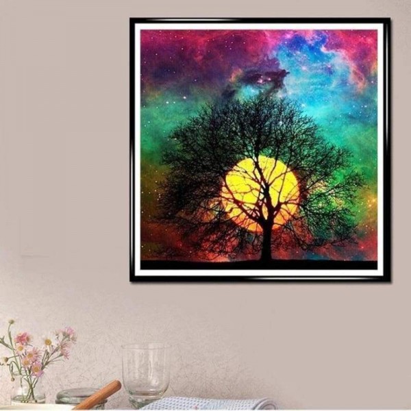 Full Drill - 5D Diamond Painting Kits Fantasy Sky Pretty Colourful Tree Moon
