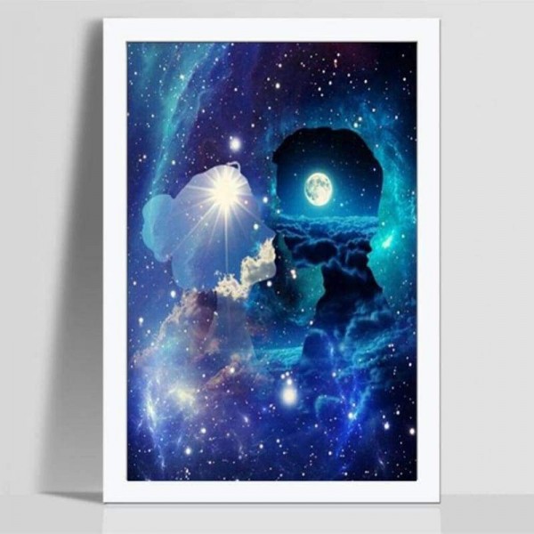 Volledige boor - 5D DIY Diamond Painting Kits Fantasy Colorful Starry Moon Sky Kussend paar