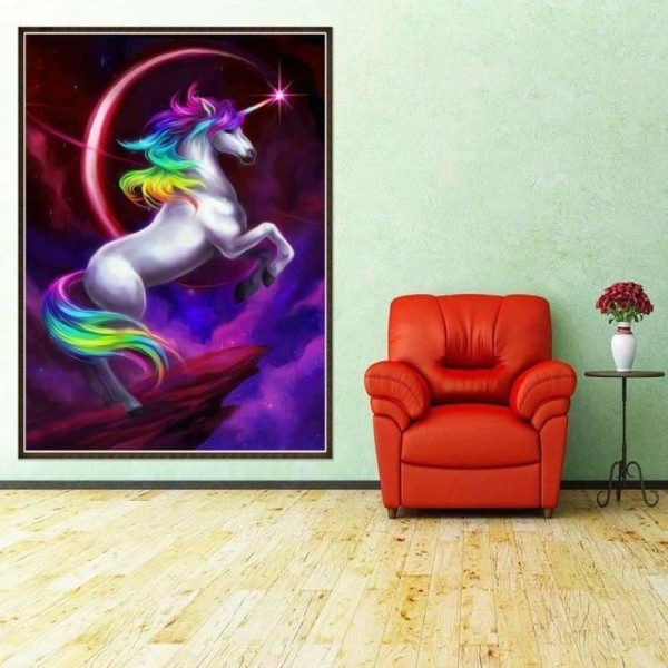 Fantasy regenboog eenhoorn in de nacht