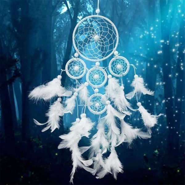 Volledige boor - 5D DIY Diamond Painting Kits Dream Catcher White Feathers