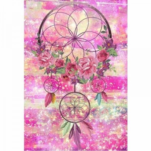 Volledige boor - 5D DIY Diamond Painting Kits Pink Dream Catcher Feather