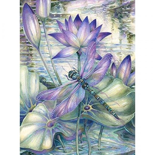 DIY Diamond Painting - Bloemen Lotus Dragonfly PIX-449