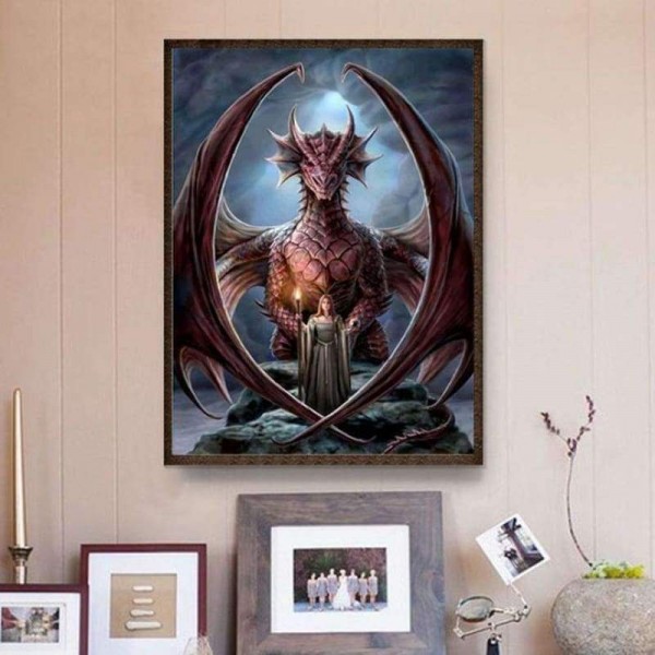 Volledige boor - 5D DIY Diamond Painting Kits Magic Beauty en Red Dragon