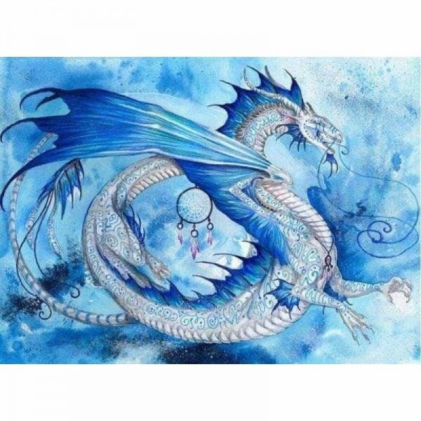 Volledige boor - 5D DIY Diamond Painting Kits Cartoon Blue Flying Dragon