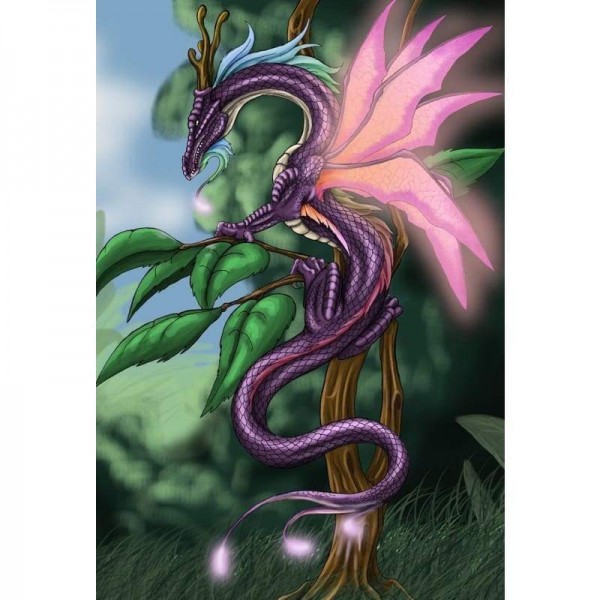 Volledige boor - 5D DIY Diamond Painting Kits Cartoon Purple Dragon