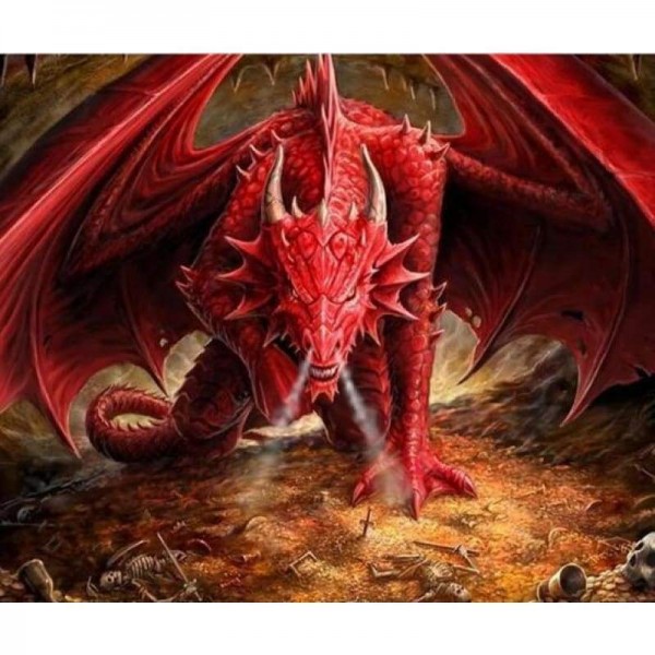 Volledige boor - 5D DIY Diamond Painting Kits Cartoon Fierce Red Dragon