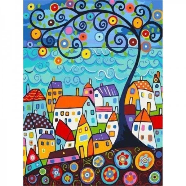 Volledige boor - 5D DIY Diamond Painting Kits Artistieke Cartoon Town