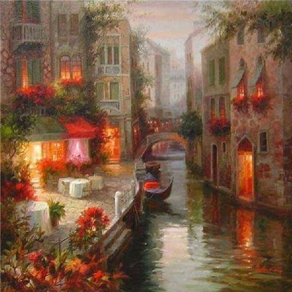 Volledige boor - 5D Diy Diamond Painting Kits Venice Town Scenic