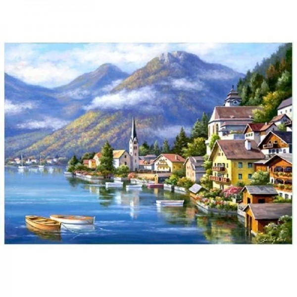 Volledige boor - 5D DIY Diamond Painting Kits Beautiful Lakeside Town