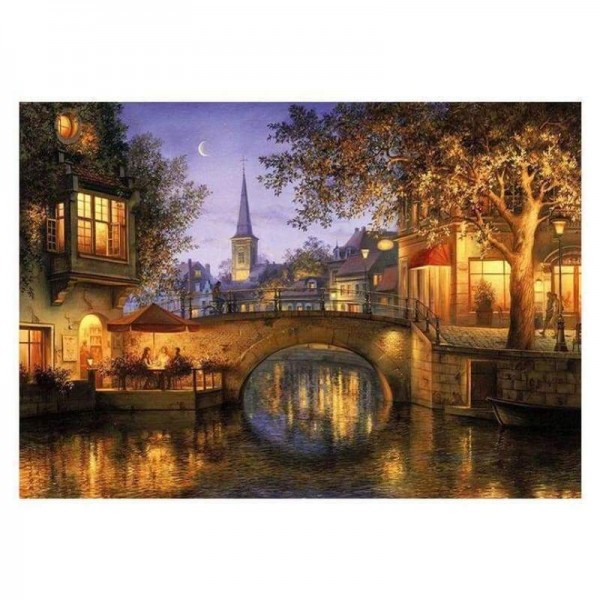 Volledige boor - 5D DIY Diamond Painting Kits Beautiful Night Landscape Town
