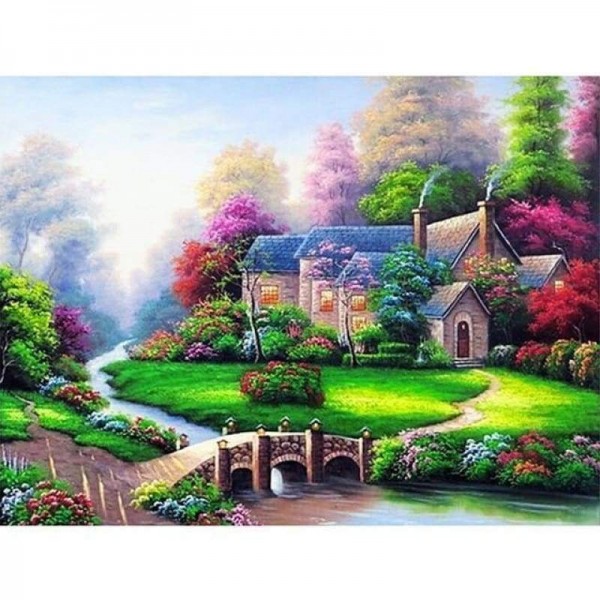 Volledige boor - 5D DIY Diamond Painting Kits Spring Village Decor House