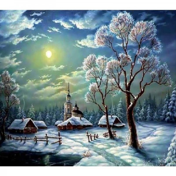 Volledige boor - 5D DIY Diamond Painting Kits Winterlandschap Village