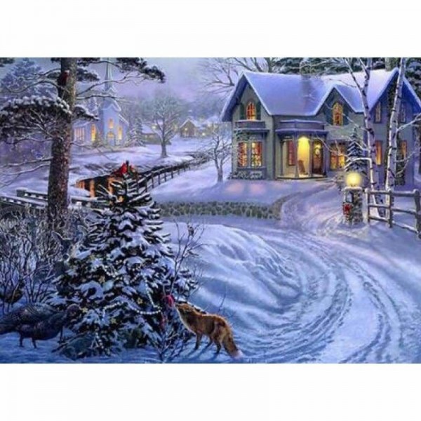 Volledige boor - 5D DIY Diamond Painting Kits Snowy Village In Winter
