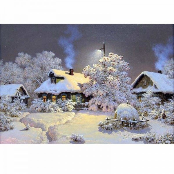Volledige boor - 5D DIY Diamond Painting Kits Winter Village Landscape
