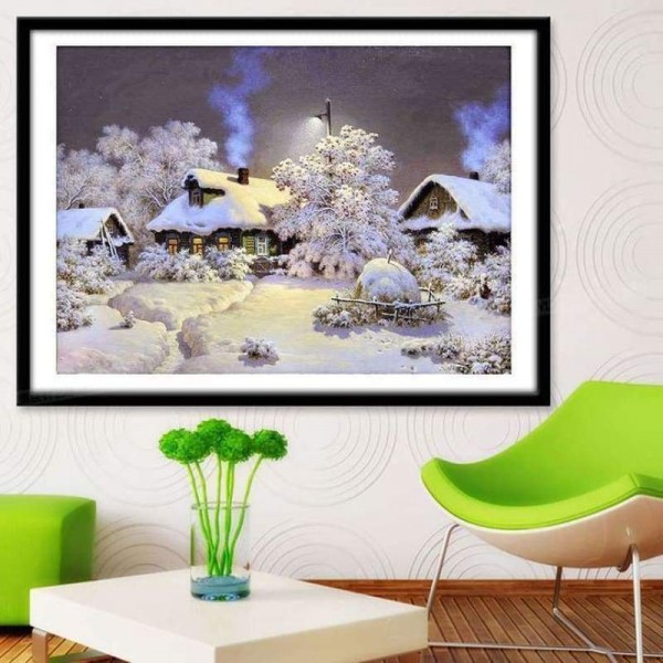 Volledige boor - 5D DIY Diamond Painting Kits Winter Village Landscape