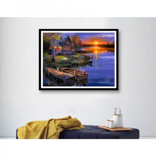 Dream Sunset Landschap Dorp Volledige Boor - 5D Diy Vierkante Diamanten Schilderij Kits