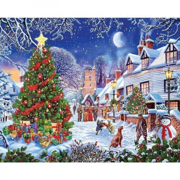 Volledige boor - 5D DIY Diamond Painting Kits Dream Happy Christmas Tree Village