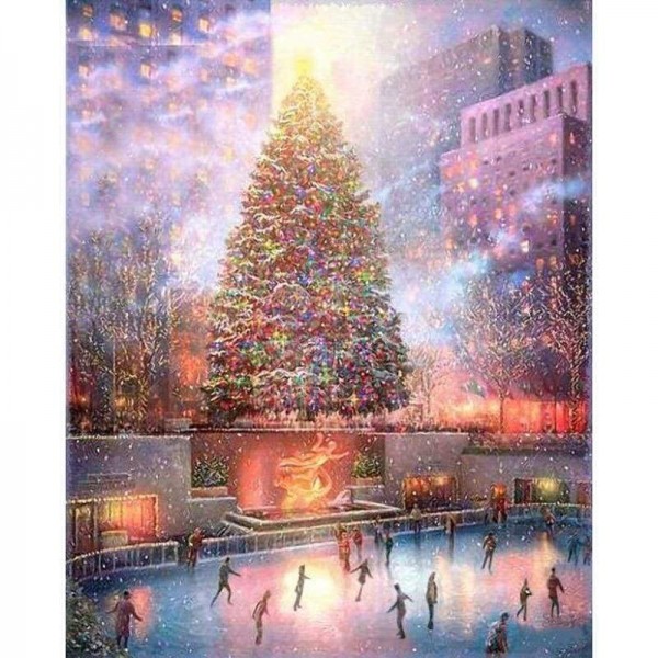 Volledige boor - 5D DIY Diamond Painting Kits Dream Happy Christmas Tree Village