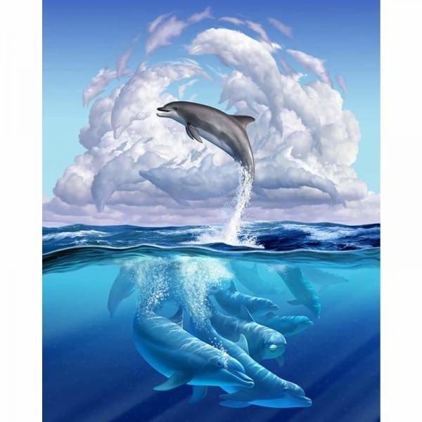 Dolphin 04 - Diamant schilderij vol boor -