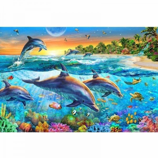 Dolfijnen onderwaterwereld - volledige boor diamant schilderij Drill