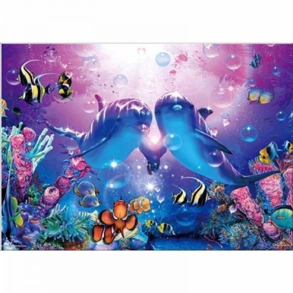 Volledige boor - 5D DIY Diamond Painting Kits Animal Dolphin Double Fishes