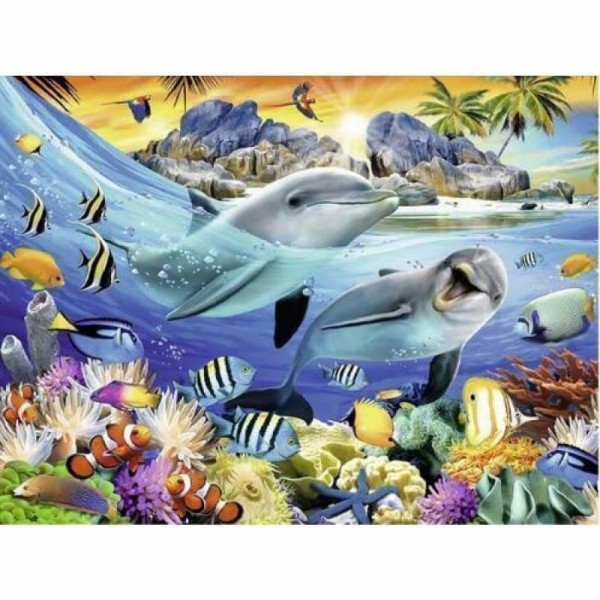 Volledige boor - 5D DIY Diamond Painting Kits Beautiful Dream Dolfijnen en vissen