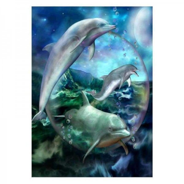 Volledige boor - 5D DIY Diamond Painting Kits Fantasy Dream Dolphins
