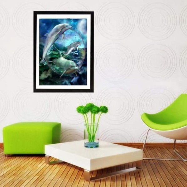 Volledige boor - 5D DIY Diamond Painting Kits Fantasy Dream Dolphins