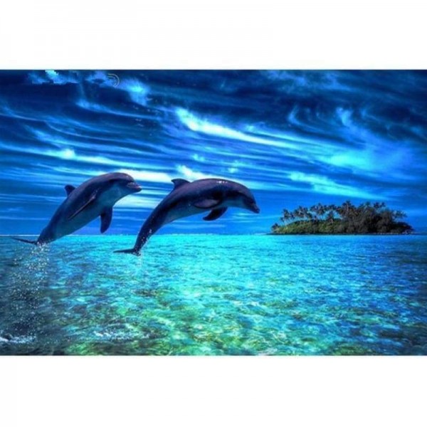 Volledige boor - 5D DIY Diamond Painting Kits Fantasy Dream Animal Dolphins