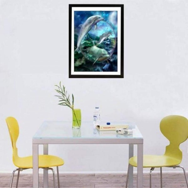 Volledige boor - 5D DIY Diamond Painting Kits Fantasy Dream Dolphins