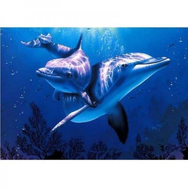 Volledige boor - 5D DIY Diamond Painting Kits Schattige dolfijnen in de zee