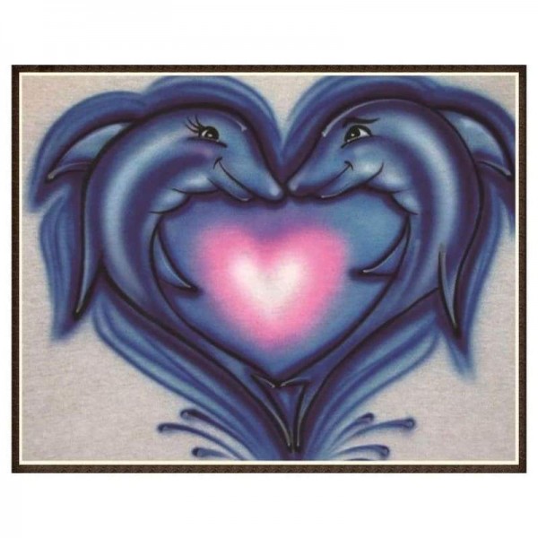 Volledige boor - 5D DIY Diamond Painting Kits Carton Love Heart Dolphin