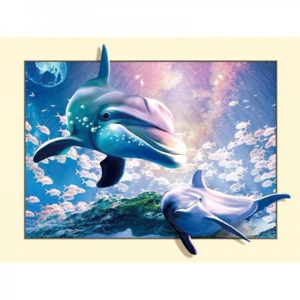 Volledige boor - 5D DIY Diamond Painting Kits Dreamy Dolphins Family
