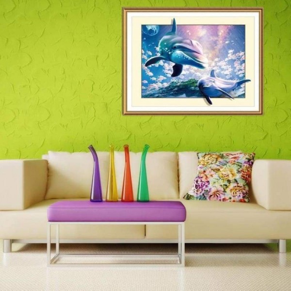 Volledige boor - 5D DIY Diamond Painting Kits Dreamy Dolphins Family