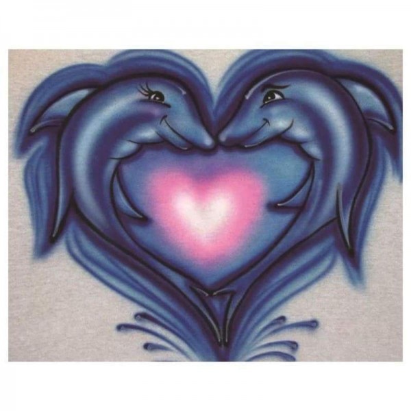 Volledige boor - 5D DIY Diamond Painting Kits Carton Love Heart Dolphin