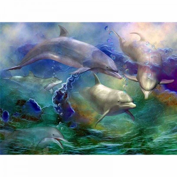 Volledige boor - 5D DIY Diamond Painting Kits Fantasy Dream Cartoon Dolphins