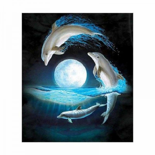 Volledige boor - 5D DIY Diamond Painting Kits Dreamy Dolphins Family
