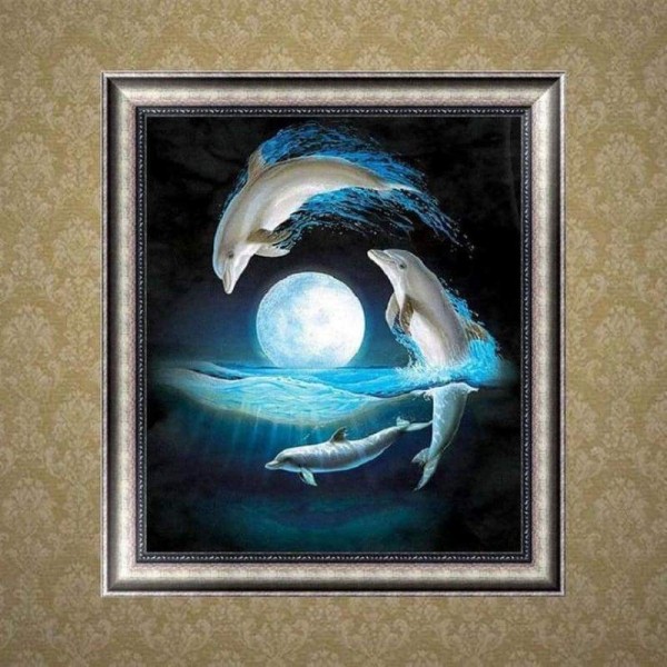 Volledige boor - 5D DIY Diamond Painting Kits Dreamy Dolphins Family