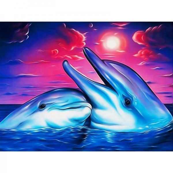 Volledige boor - 5D DIY Diamond Painting Kits Cartoon Artistiek Dier Dolfijnen