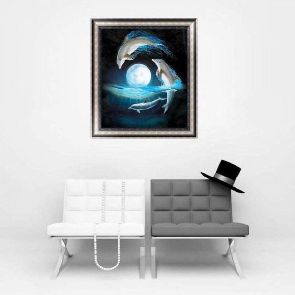 Volledige boor - 5D DIY Diamond Painting Kits Dreamy Dolphins Family
