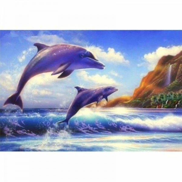 Volledige boor - 5D DIY Diamond Painting Kits Fantasy Dream Animal Dolphins