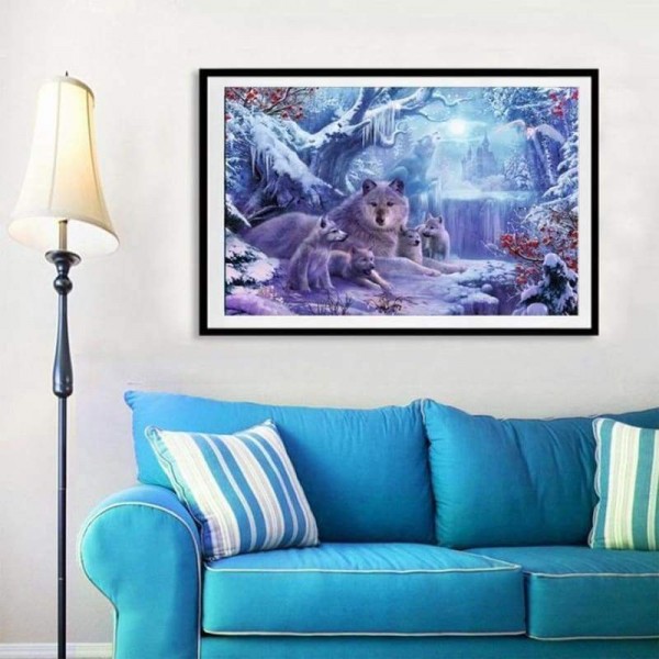 Volledige boor - 5D DIY Diamond Painting Kits Winterlandschap Boswolf