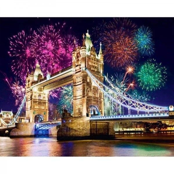 Volledige boor - 5D DIY Diamond Painting Kits Scenery Fireworks of London Bridge