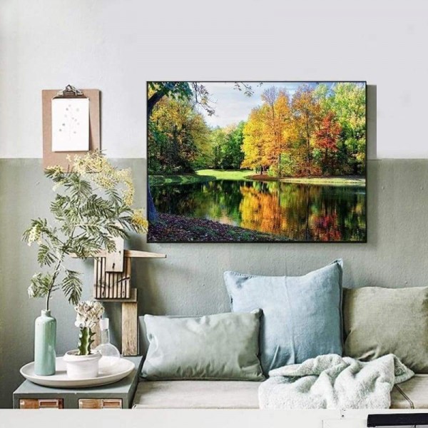 Nieuwe Hot Sale Lake Forest Landschap Diy Volledige Boor - 5D Diamant Schilderij