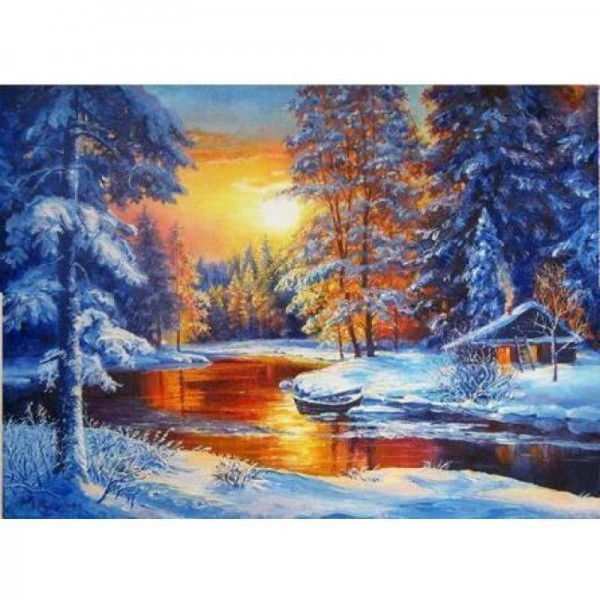 Volledige boor - 5D DIY Diamond Painting Kits Prachtig besneeuwd bos in de winter