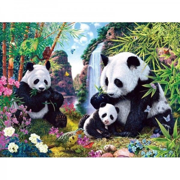 Volledige boor - 5D Diamond Painting Kits Panda Family in the Bamboo Forest