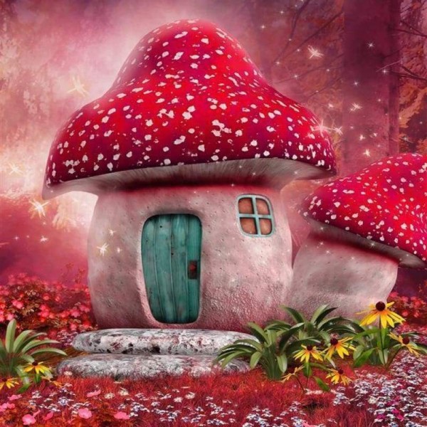 Volledige boor - 5D DIY Diamond Painting Kits Fantasy Special Magic Forest Mushroom House