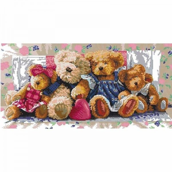 Volledige boor - 5D DIY Diamond Painting Kits Cartoon Teddy Bear Family