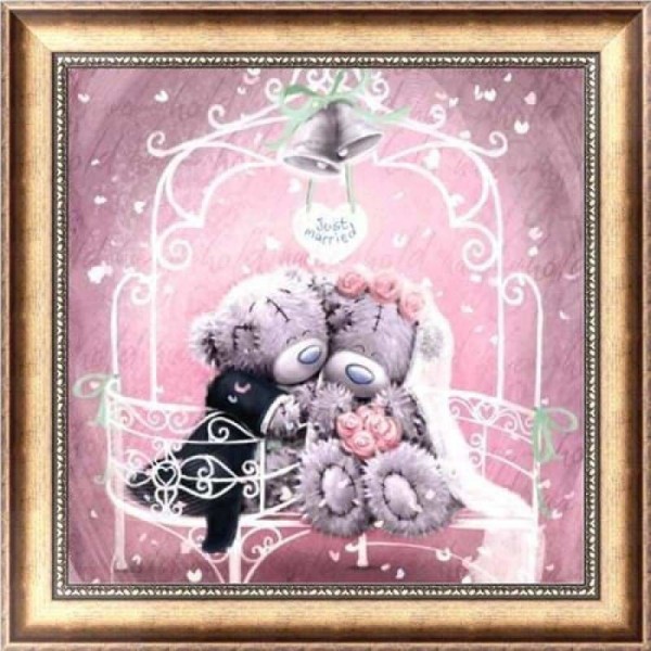 Volledige boor - 5D DIY Diamond Painting Kits Cartoon Happy Wedding Bears