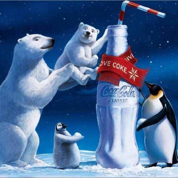 Volledige boor - 5D DIY Diamond Painting Kits Cartoon Penguin Bear Cold Cola